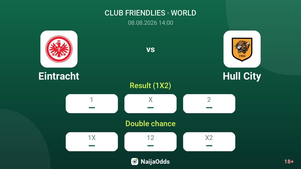 Eintracht vs Hull City — odds