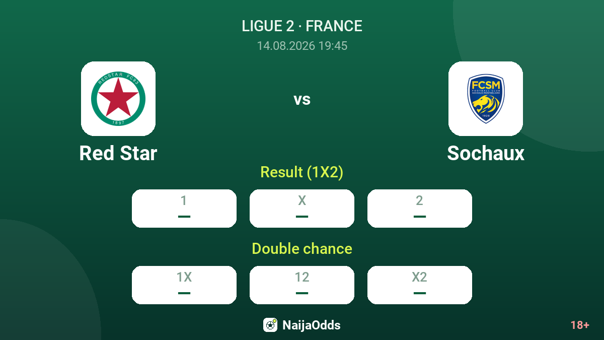 Red Star vs Sochaux — odds