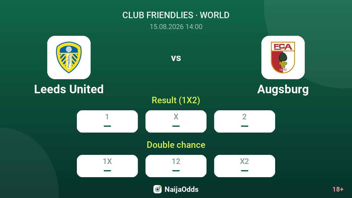 Leeds United vs Augsburg — odds