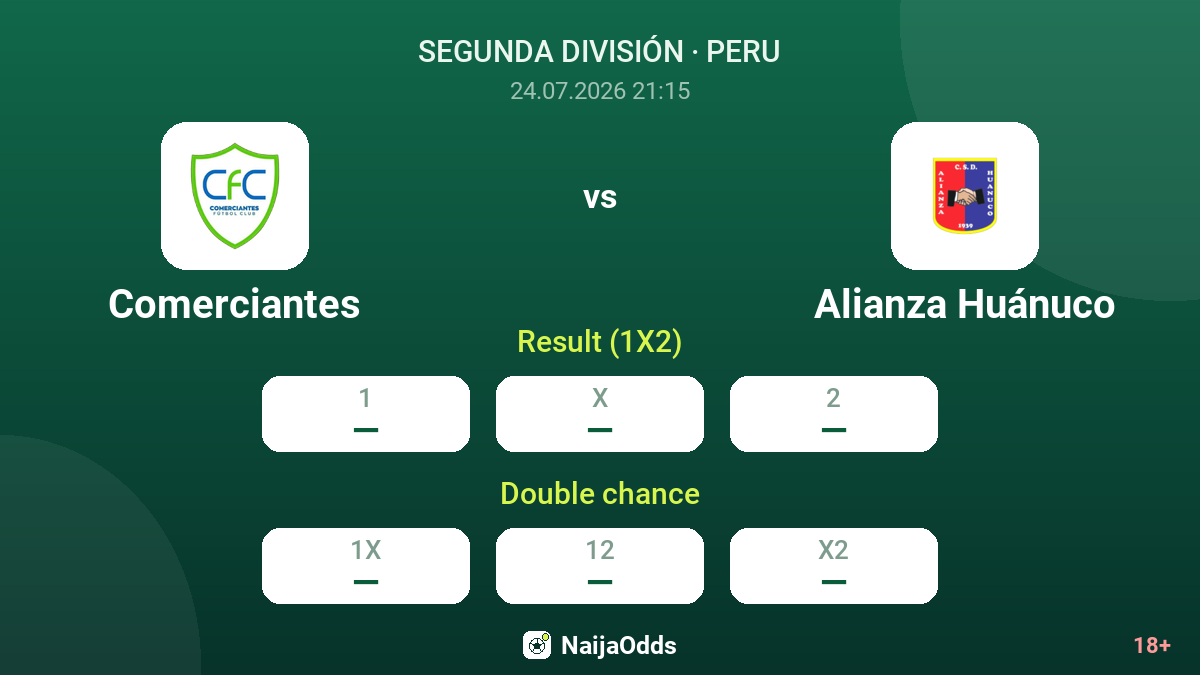 Comerciantes vs Alianza Huánuco — odds