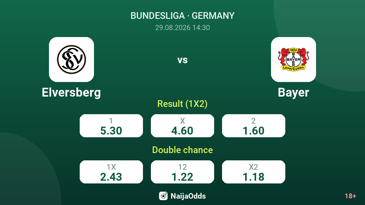 Elversberg vs Bayer — odds