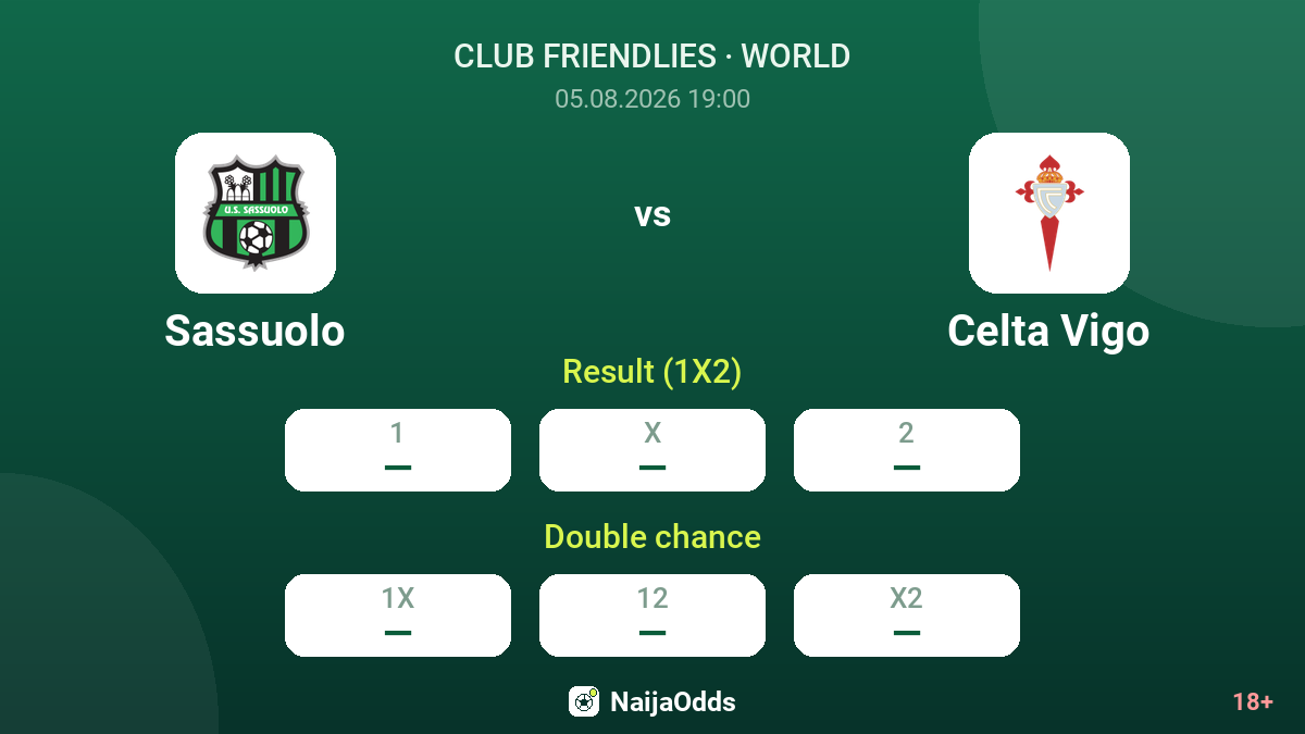 Sassuolo vs Celta Vigo — odds